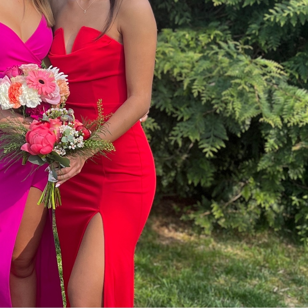 Lulus Effortless Radiance Red Strapless Mermaid Maxi Dress - Picture 3 of 3